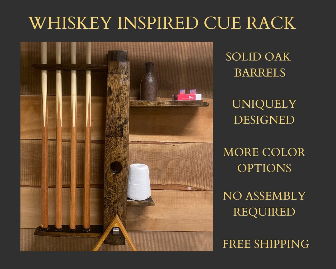 Bourbon Barrel Stave Pool Cue Rack | Rustic Billiard Stick Holder - Etsy