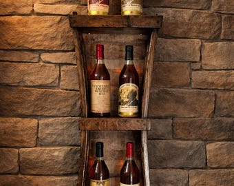Reclaimed Bourbon Barrel Stave Wall Shelf – Rustic Bar Decor, Limited Edition Display