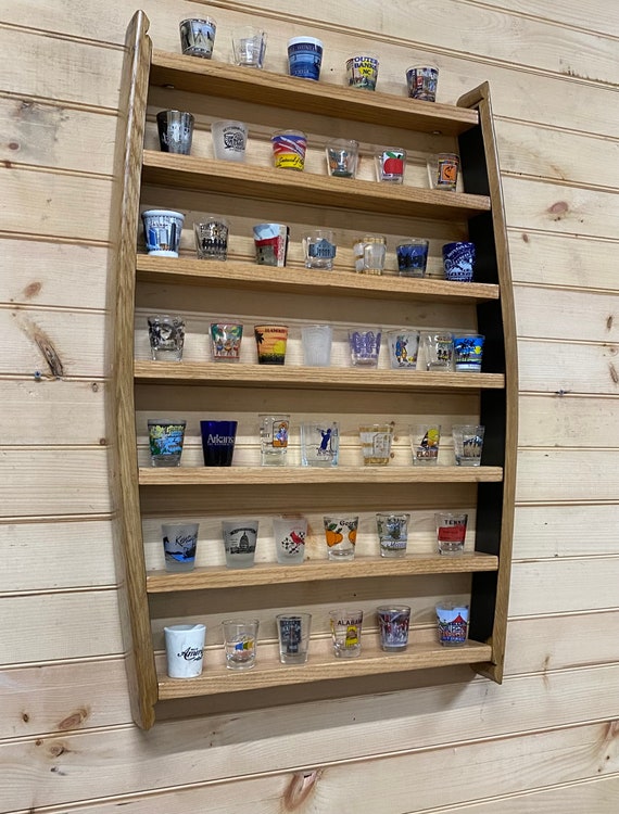 Shot Glass Shelf shot Glass Display bar Shelves bourbon Barrel