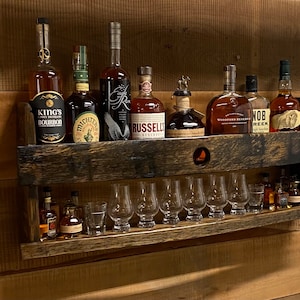 wall mounted bar/drinks cabinets/bourbon gifts/bar cart accessories/whiskey barrel bar/cocktail cabinet/bar shelves/shot glass display