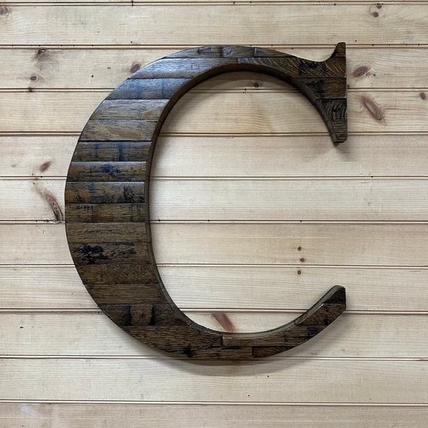 giant letter/bourbon barrel stave/bourbon barrel art/wall hanging letters/mancave decor/large wall letters/father in law gift/man cave decor