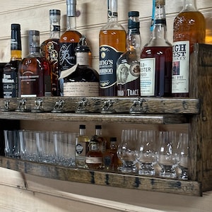 Blantons cork display shelf/gifts for men/father in law gift/bourbon decor/barrel liquor cabinet/oak barrel staves/home bar DISPLAY ONLY