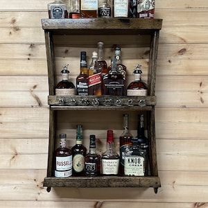 Blantons display shelf/whiskey barrel cabinet/bourbon liquor cabinet/unique bourbon gifts/home bar shelves/whiskey rack  DISPLAY ONLY