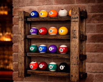Bourbon Barrel Pool Ball Rack - Rustic Billiard Room Decor