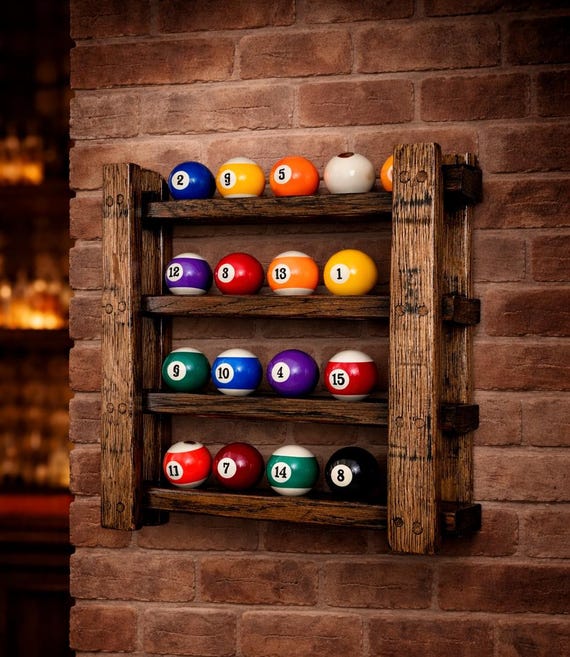 Bourbon Barrel Pool Ball Rack - Rustic Billiard Room Decor