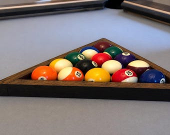 Handcrafted Bourbon Barrel Pool Ball Triangle, Premium Reclaimed Oak Billiard Ball Rack