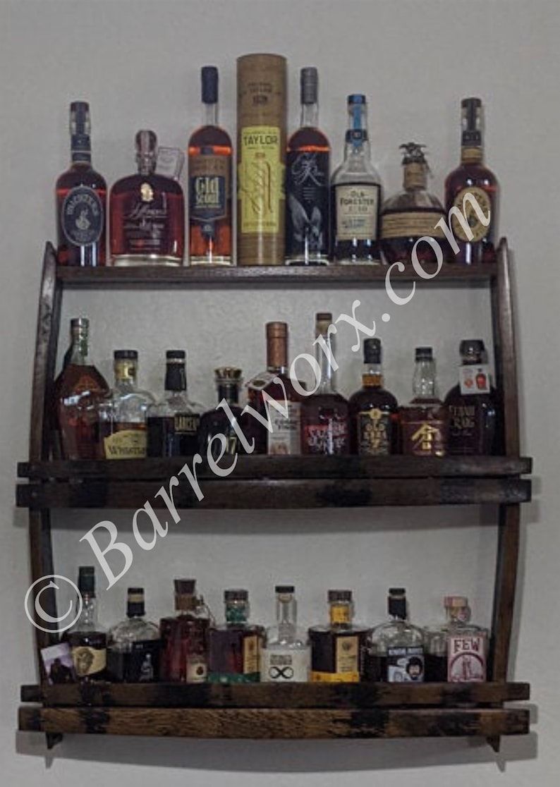 Home bar shelves/liquor shelf/bourbon gifts/ upcycled Etsy