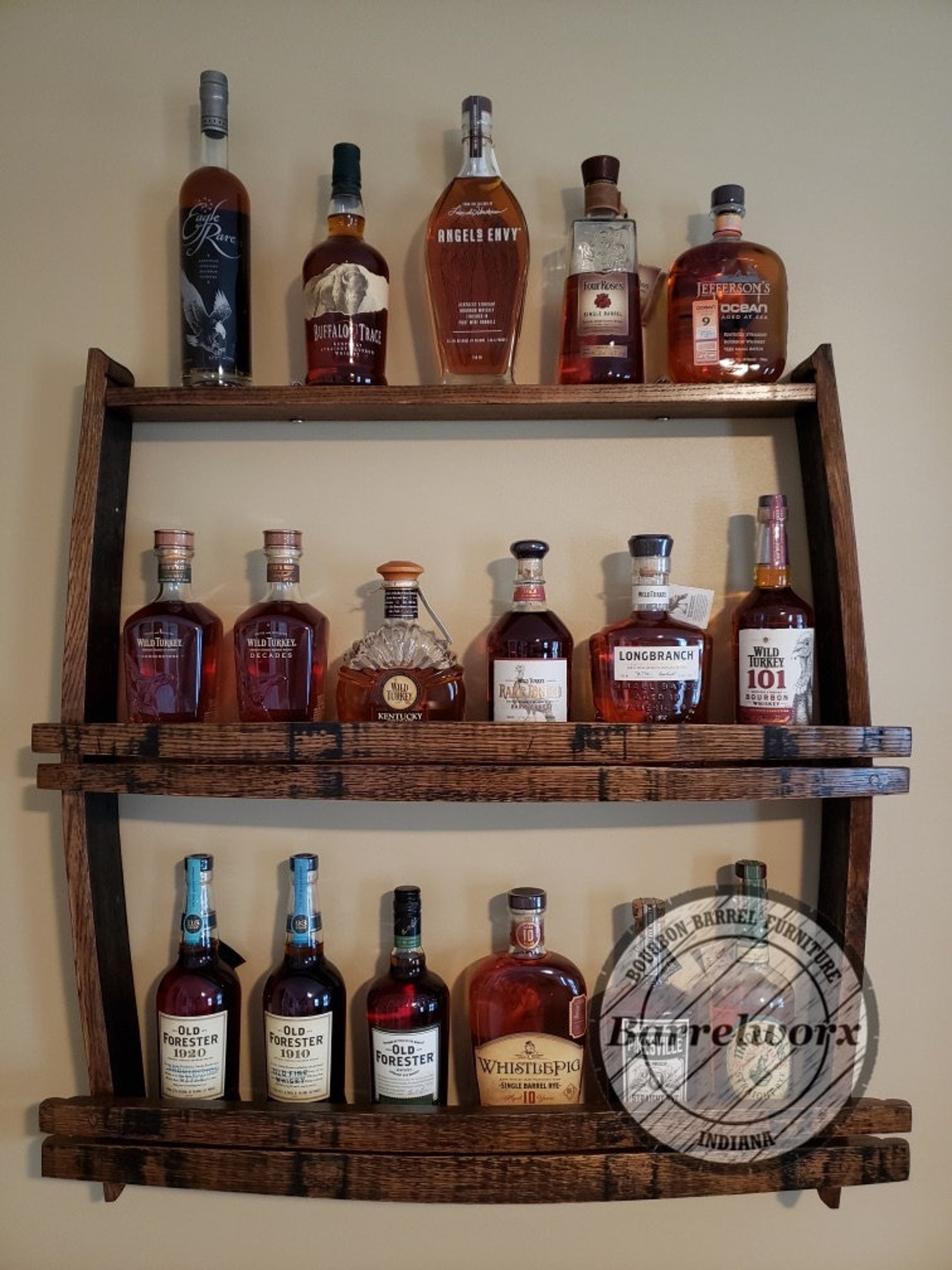 Home bar shelves/liquor shelf/bourbon gifts/ upcycled Etsy