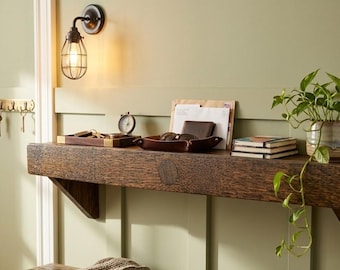 Floating Shelf, Reclaimed Bourbon Barrel Oak Heavy Duty Entryway Ledge, Mudroom Key and Decor Wall Display