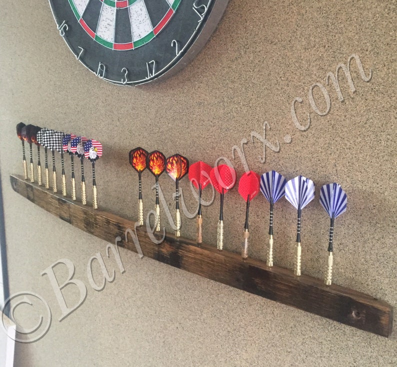 Dart holder/ whiskey barrel wood / dart storage rack / dart Etsy