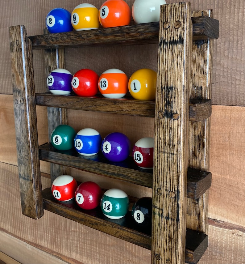 Bourbon Barrel Pool Ball Rack - Rustic Billiard Room Decor bild 5