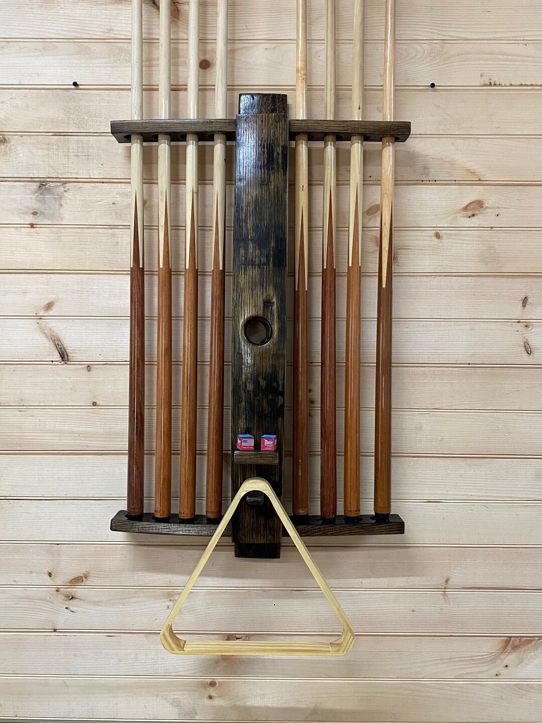 Pool Cue Rack/bourbon Barrel Stave/pool Stick/pool Decor/cue Ball