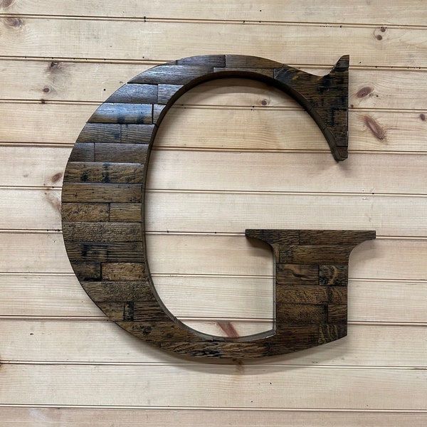 bourbon barrel stave/whiskey barrel wood/bourbon barrel art/giant letter/custom wood letters/large wood letters/bourbon gifts/bar furniture/