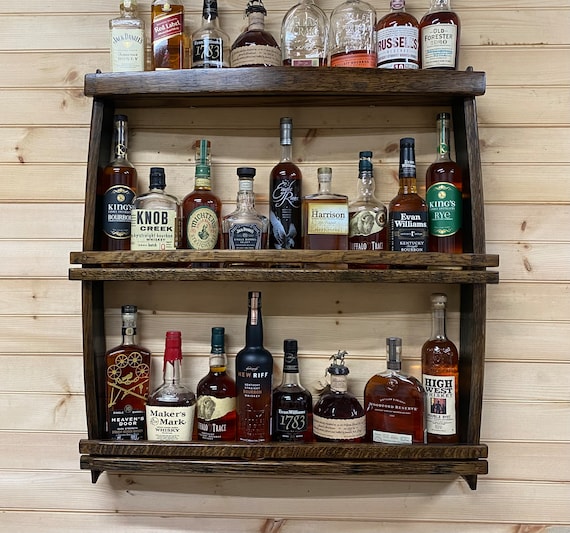 Bar Shelves/whiskey Barrel Wood/rustic Wall Shelf/unique Bourbon Gifts for  Him/drinks Cabinet/cocktail Cabinet/bourbon Barrel Cabinet 