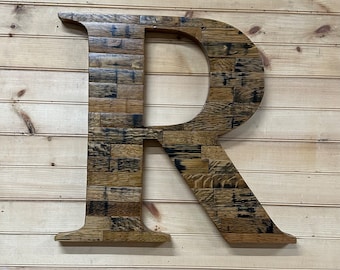 bourbon barrel stave/monogram wood letters/bourbon sign/decorative wall letters/bourbon barrel art/wall hanging letters/large wall letters