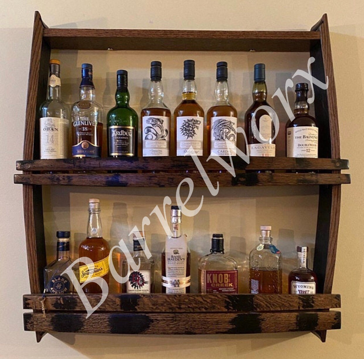 Home bar shelves/bourbon shelves/ bourbon gifts/ upcycled Etsy