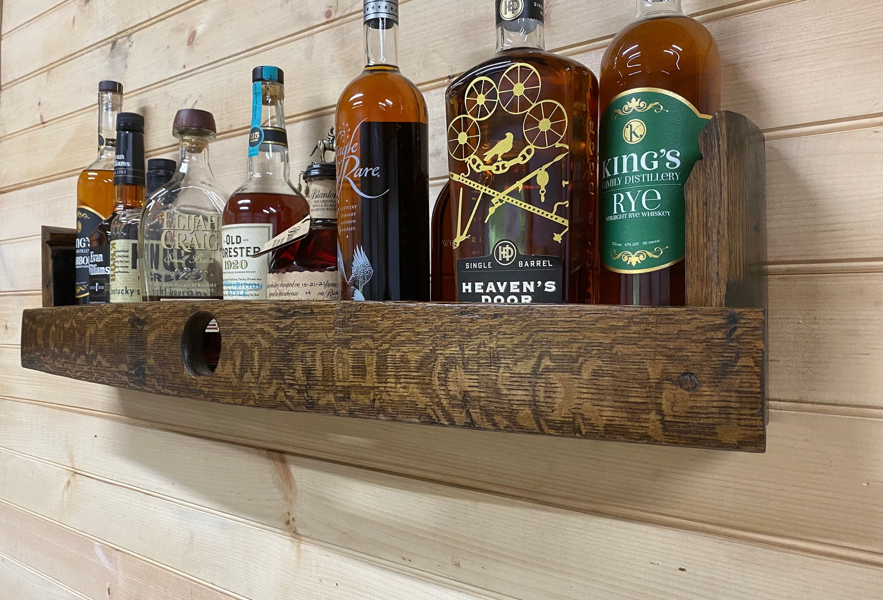 Bar Shelves/bourbon Barrel Liquor Cabinet/work From Home/bar Cart  Decor/wall Display Cabinet/rustic Wall Shelf/unique Bourbon Gifts for Men 