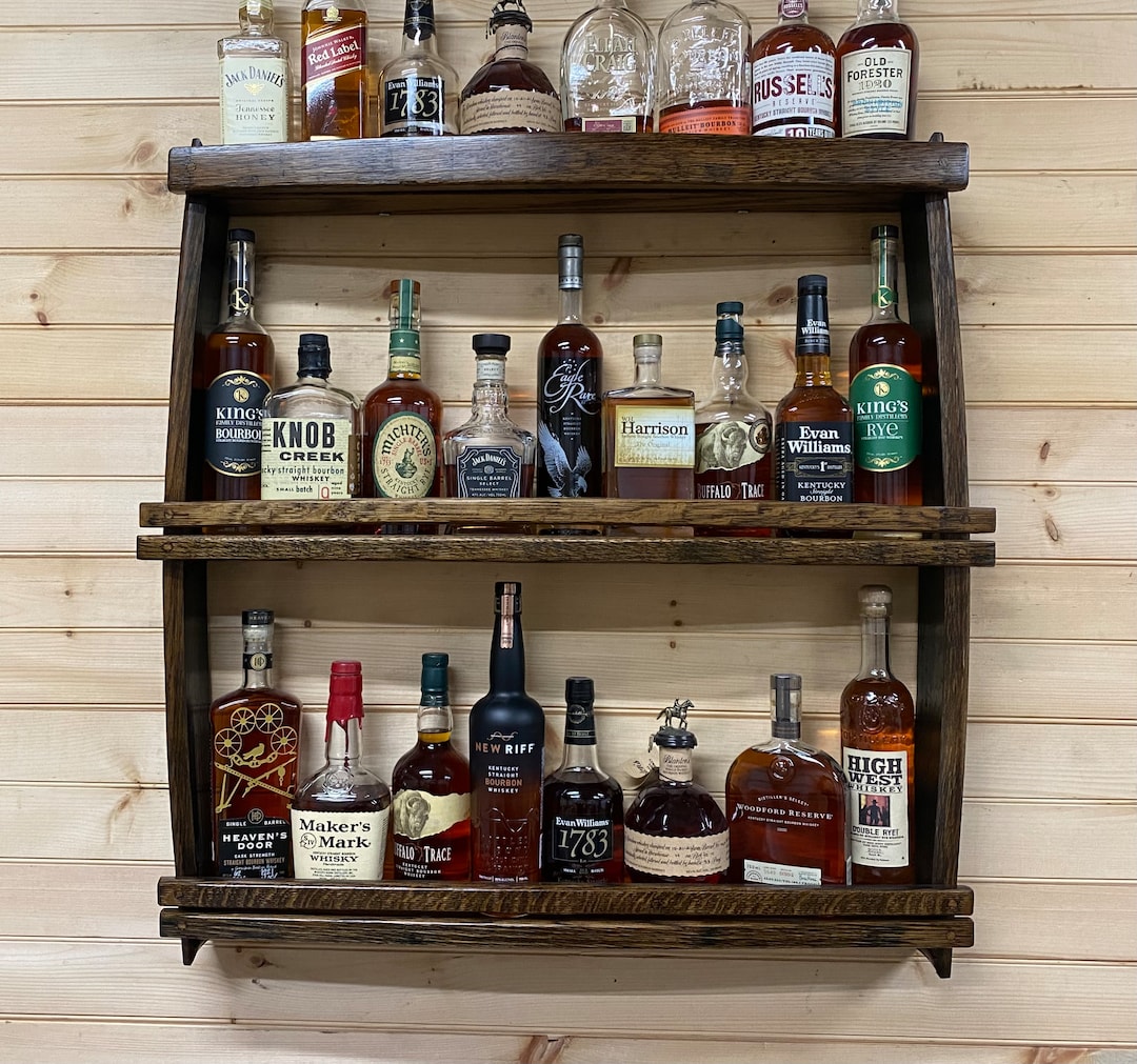 Whiskey Barrel Shelf/bourbon Bar/wall Mounted Bar/alcohol Shelf/bar