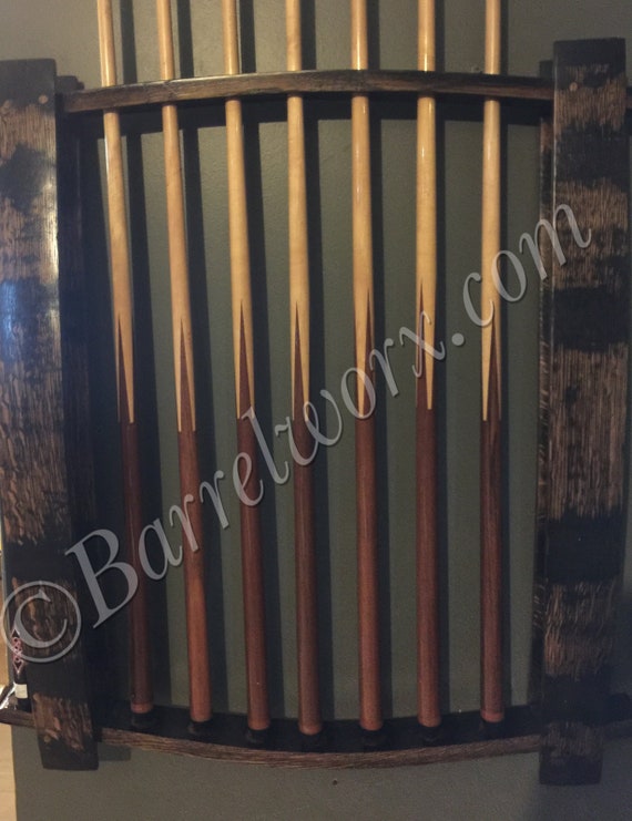 Items similar to 36" whiskey barrel stave pool cue stick wall mount