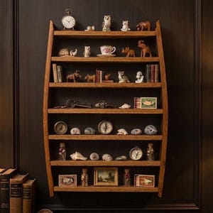 Reclaimed Oak Display Shelf – Miniature Curio Case for Home Decor- Barrel Wood