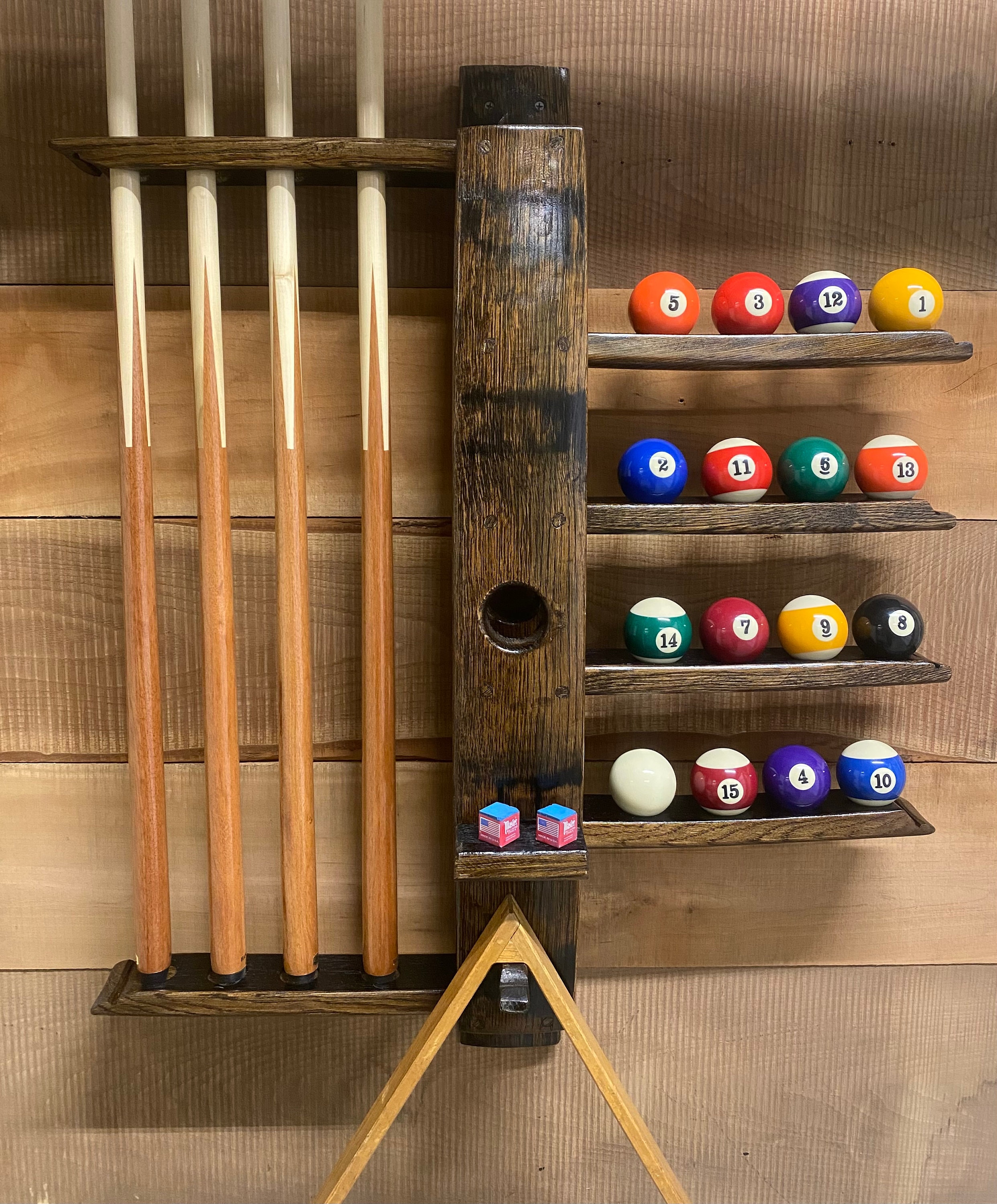 Rustic Pool Cue Rack 