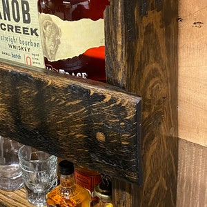 bar shelves/whiskey barrel wood/bourbon glasses/wall display cabinet/mancave decor/bourbon barrel cabinet/bourbon gift for men/spice rack image 5