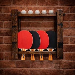 Upcycled Bourbon Barrel Stave Ping Pong Paddle Caddie