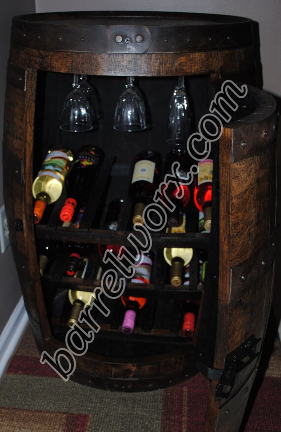 Whiskey Barrel Bar Cocktail Cabinet Wine Rack Whiskey Etsy