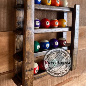 Bourbon Barrel Pool Ball Rack - Rustic Billiard Room Decor bild 7