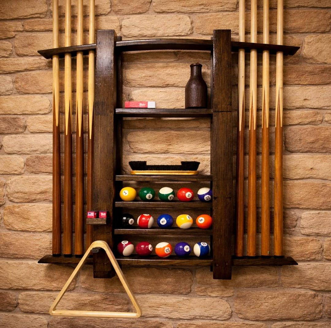 Bourbon Barrel Stave Pool Cue Rack – Handmade Reclaimed Oak - Etsy