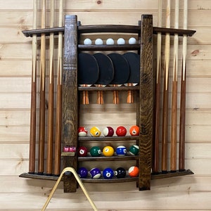 pool cue rack/8 ball pool/work from home/upcycled furniture /pool cue stick/ping pong table/ping pong balls/game furniture/barrel furniture