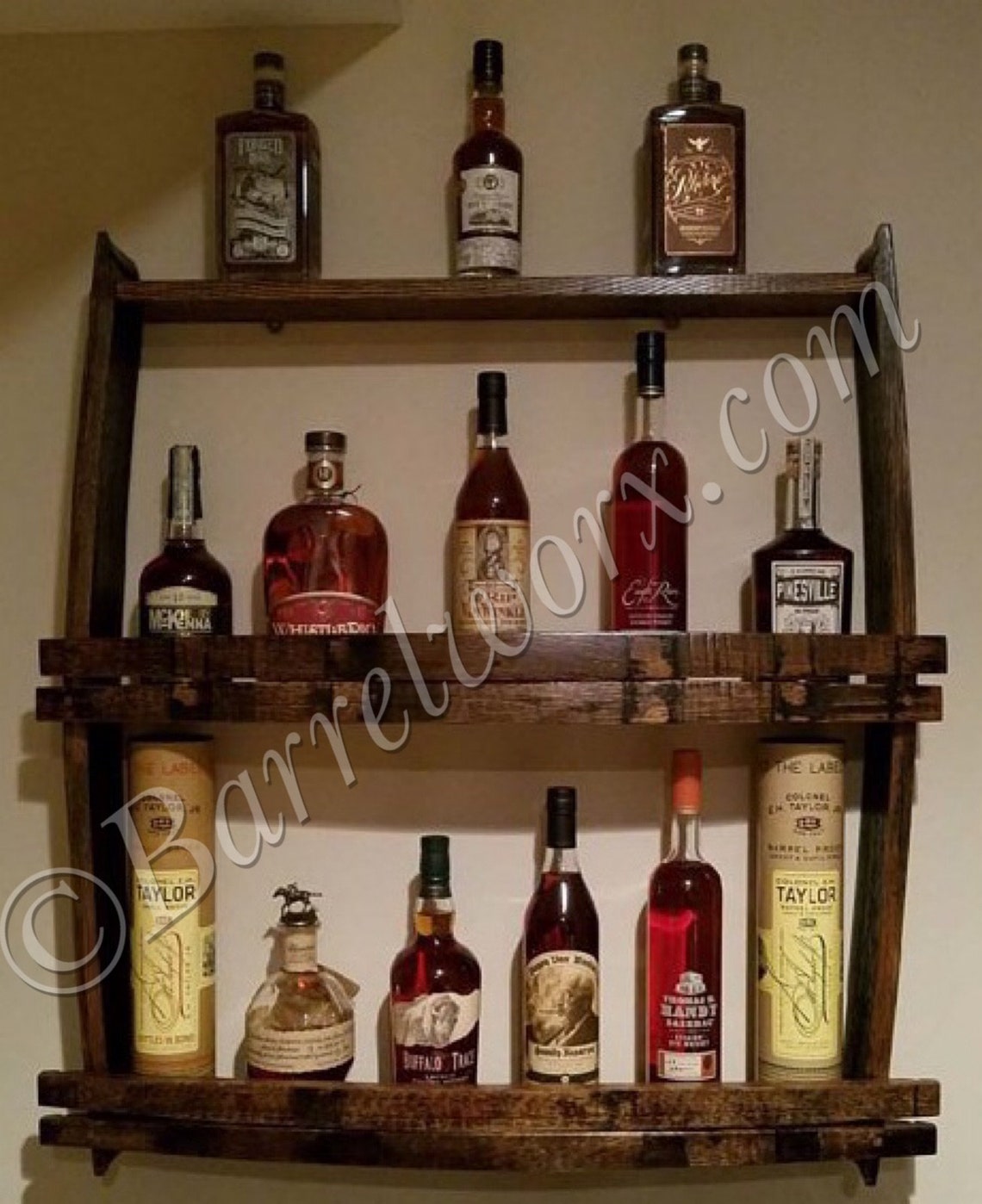 Home bar shelves/bourbon shelves/ bourbon gifts/ upcycled Etsy