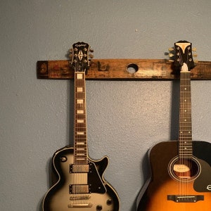 guitar wall mount/guitar wall hanger/barrel staves/whiskey barrel wood/guitar rack/guitar gifts/ bourbon gifts/guitar gifts for him