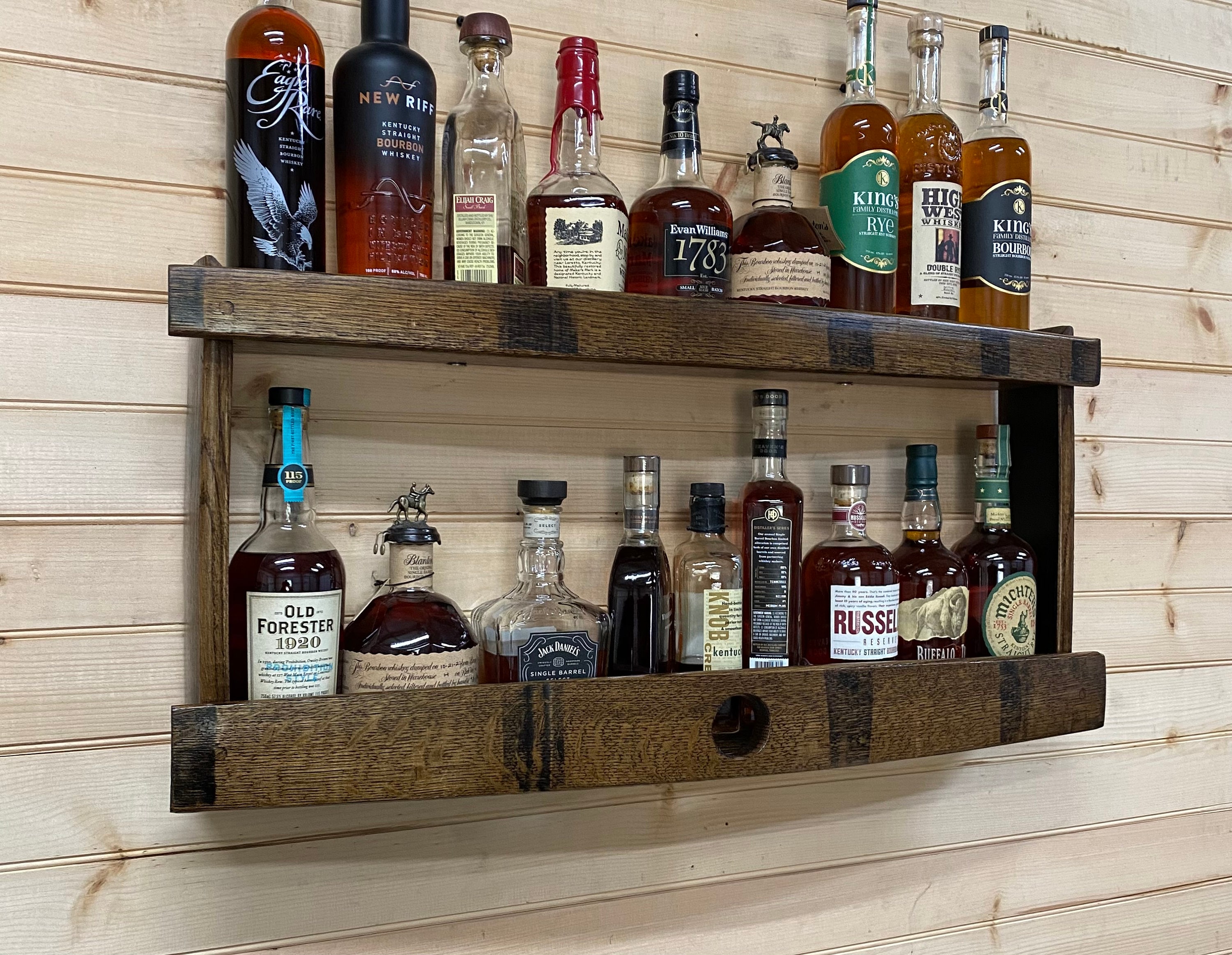 Bar Shelves/bourbon Barrel Liquor Cabinet/work From Home/bar Cart  Decor/wall Display Cabinet/rustic Wall Shelf/unique Bourbon Gifts for Men 