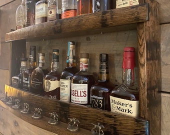 Blantons display shelf/whiskey barrel cabinet/bourbon liquor cabinet/unique bourbon gifts/home bar shelves/whiskey rack DISPLAY ONLY