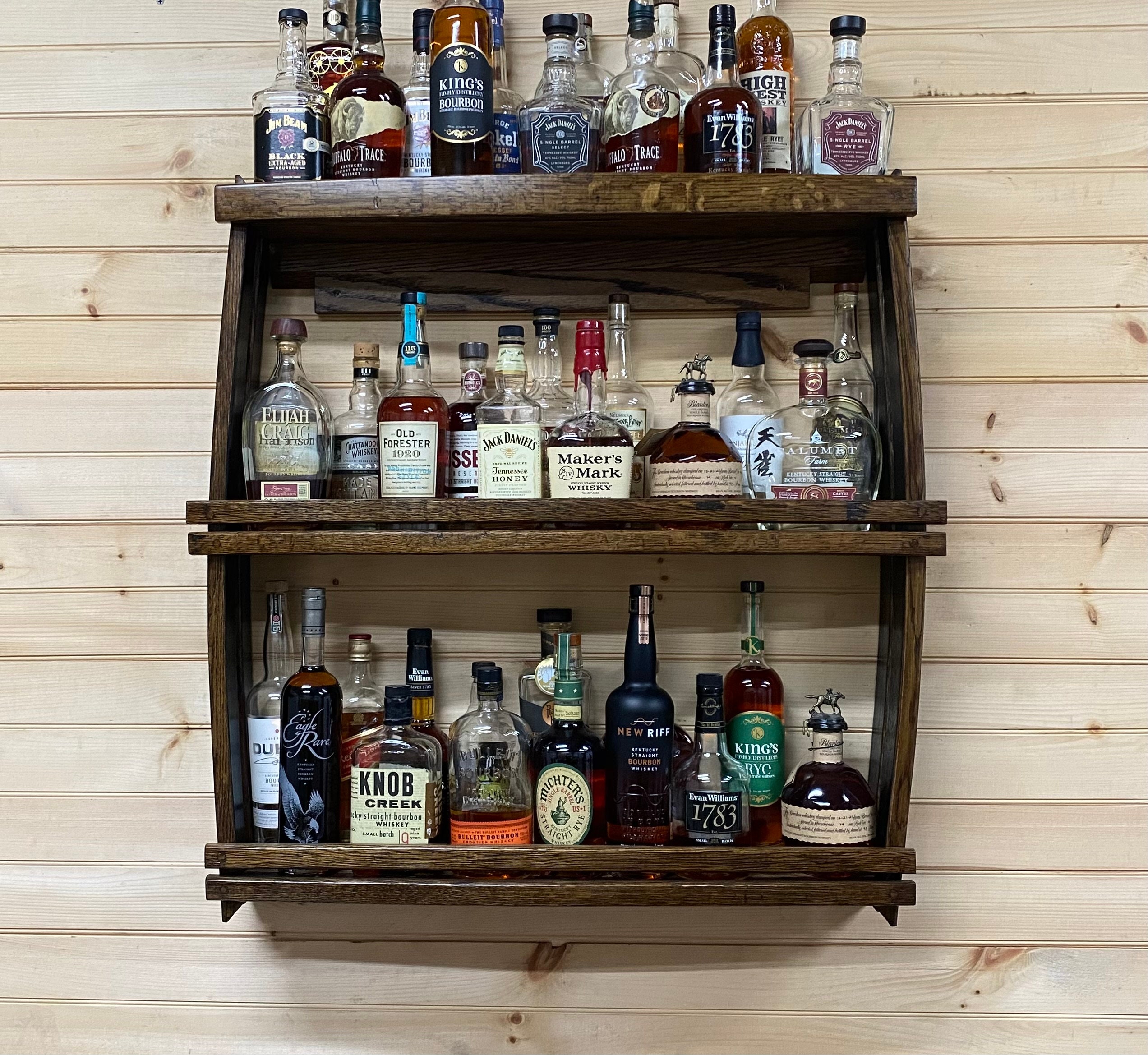 Bourbon Barrel Stave Liquor Cabinet, Wall Mounted Whiskey Rack - Etsy