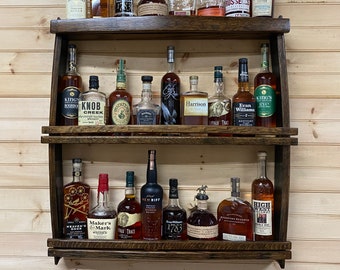 bourbon barrel cabinet/wall mounted bar/cocktail cabinet/3 tier shelf/American oak barrel/drinks cabinet/unique bourbon gifts for men