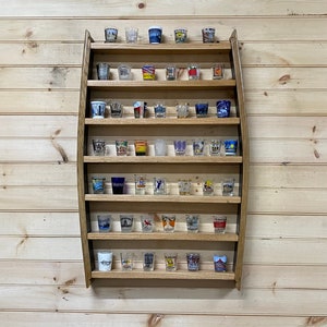 shot glass display/wall mounted bar/bar shelves/whiskey barrel bar/drinks cabinet/bourbon gifts/mancave furniture/bar furniture/liquor shelf