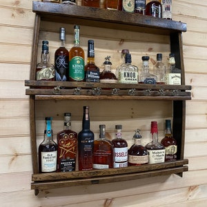 blanton cork display/home bar shelves/wall display cabinet/upcycled furniture/drinks cabinet/barrel staves/liquor shelf/bar cart DISPLAYONLY