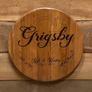 bourbon gifts/last name wood sign/mancave furniture/whiskey barrel bar/drinks cabinet/cocktail cabinet/american oak barrel/bourbon art