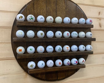 golf ball display/golf gifts for men/golf gifts for him/bourbon barrel head/golf headcover/golf gifts for women/bourbon gifts for men