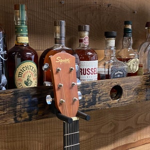 guitar wall hanger/upcycled furniture/ukulele wall mount/guitar wall mount/drinks cabinet/bar shelves/barrel furniture/guitar gifts for him/