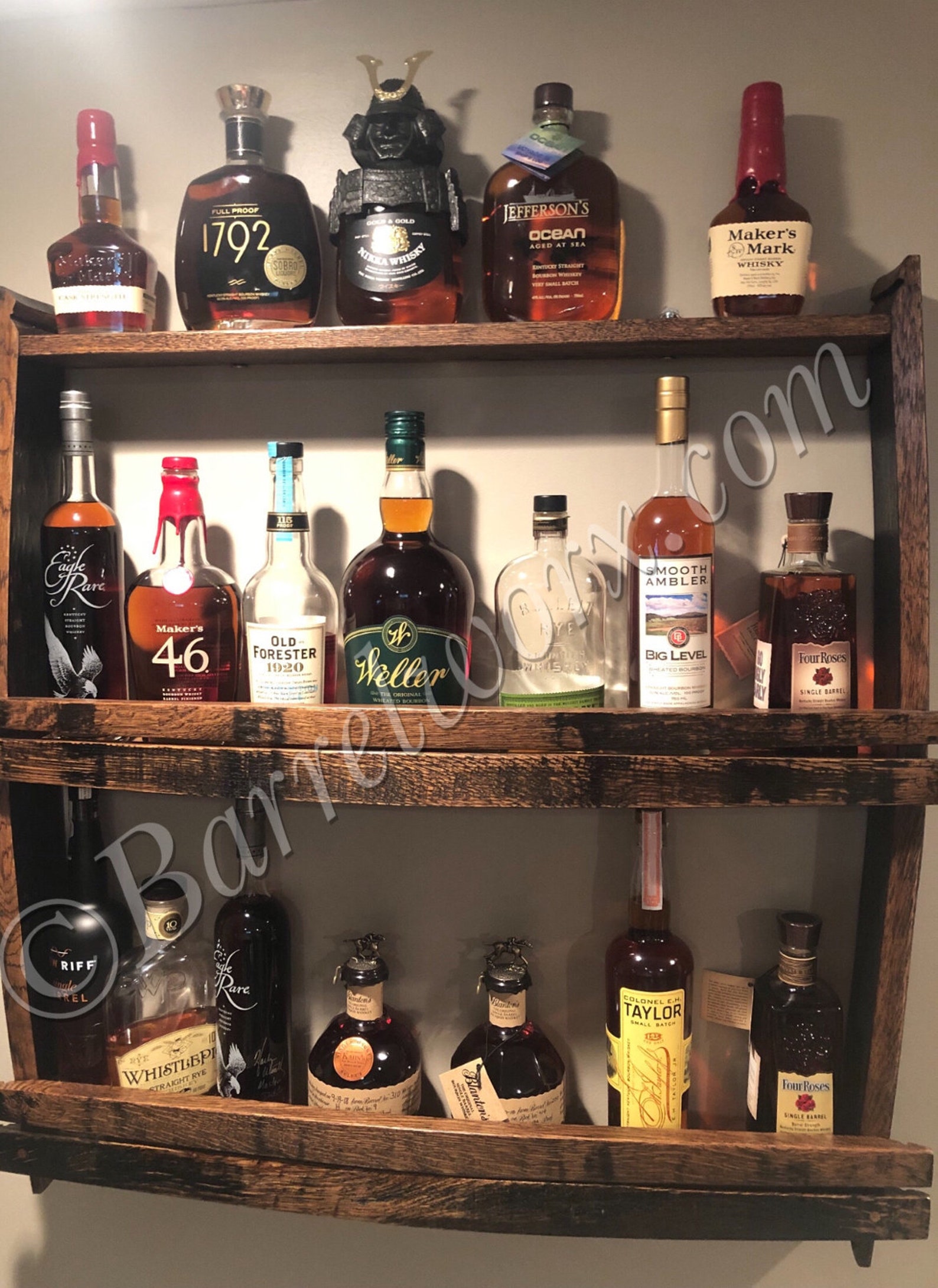 Home bar shelves/liquor shelf/bourbon gifts/ upcycled Etsy