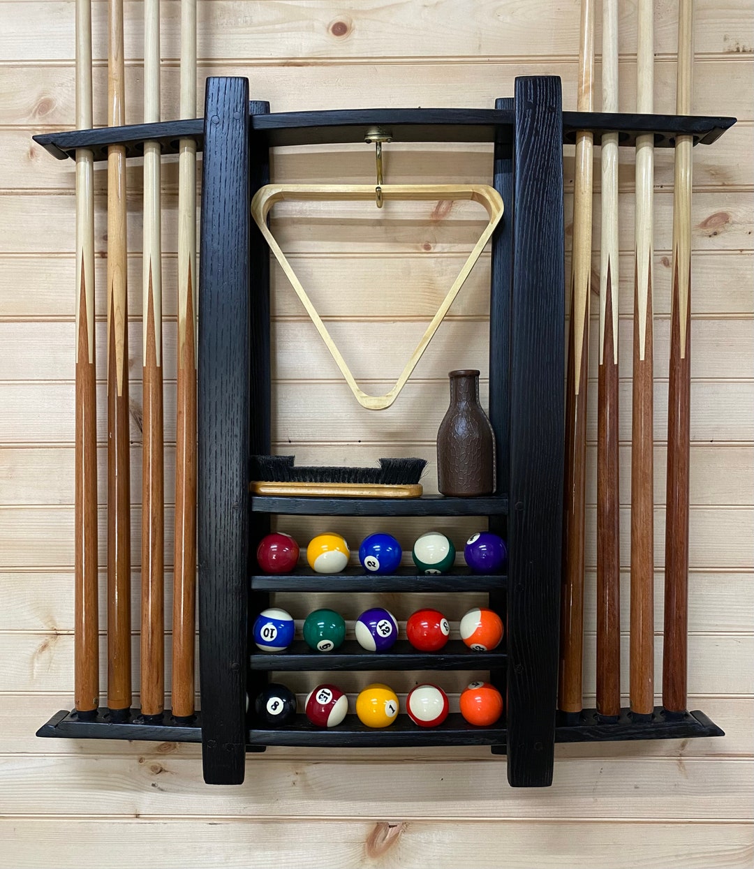 Pool Cue Rack/bourbon Barrel Stave/8 Ball Pool/pool Decor/pool Stick
