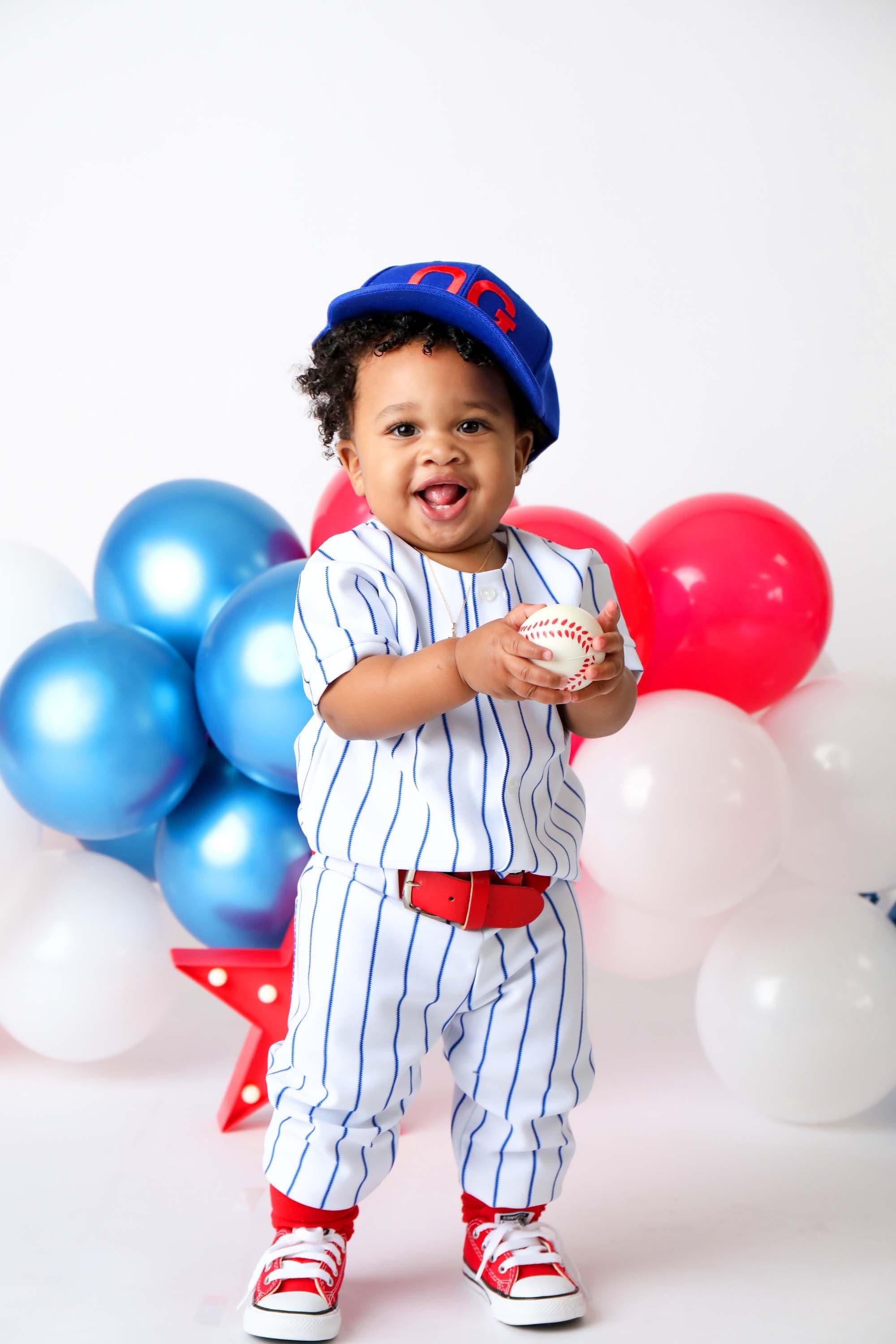 Boys Baseball Uniform Baby's 1st Birthday Royal 