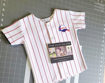 Boys Baseball Uniform   Birthday   Toddler   Red Pinstripe Pants & Jersey   Includes number ONLY!   ASK B4 You Buy specific date needed