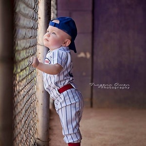 Boys Baseball Uniform   Royal Blue Pinstripe  Pants  Jersey includes number only   Handmade   Ask B4 You Buy specific date or Customization