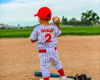 Baseball Uniform for Boys or Girls,  Navy Pinstripe Pants & Jersey includes number ONLY!    ASK B4 You Buy specific date or Customization