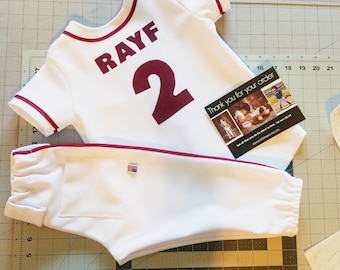 Baseball Uniform   Child's Costume  White 2 pc. outfit  Jersey & Pants   Ask B4 You Buy Specific Date or Customization/EXTRA CHARGE