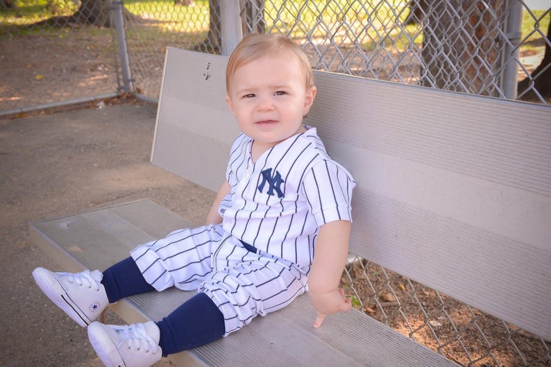 Smash Cake Baseball Photo PropBabies 1st BirthdayMYSWEETCHICKAPEA Boys Baseball Uniform Pinstripe Uniform Sportswear